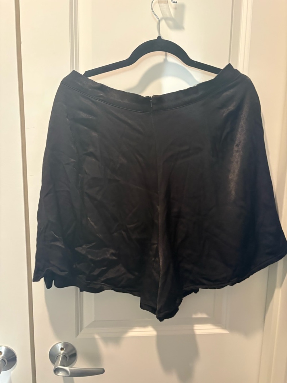 Women's Black Satin Shorts